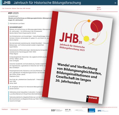 JHB 31 Schmuckbild: Collage aus Screenshot der JHB-Webseite und des Covers des Bandes JHB 31