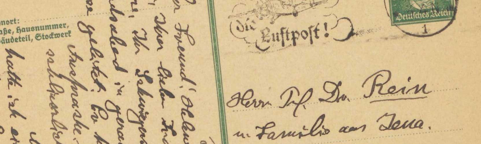 Schmuckbild: Ausschnitt aus einem handschriftlichen Brief an Wilhelm Rein.