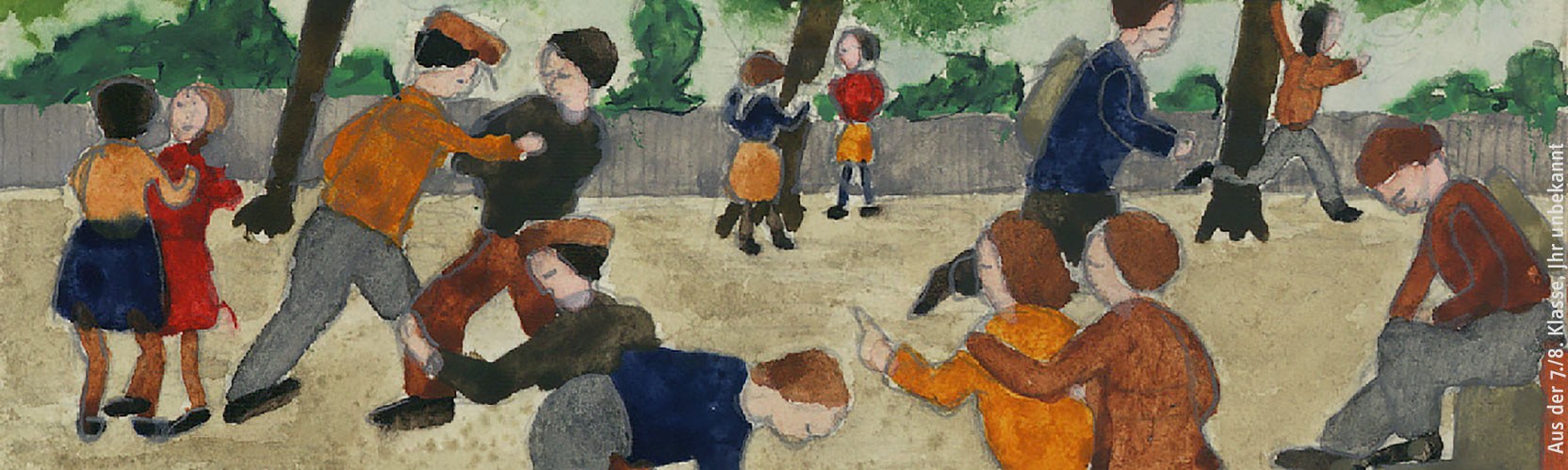 Schüler*innenzeichnung einer Schulhofszene