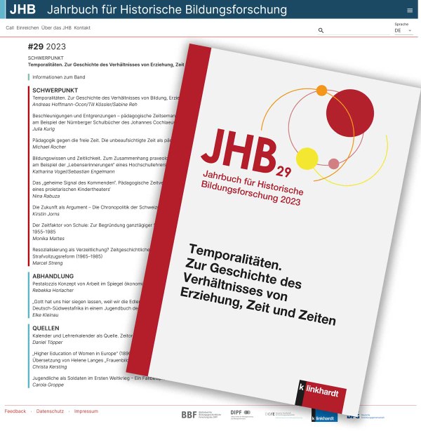 Collage aus Screenshot der JHB-Webseite und des Covers des Bandes JHB 29